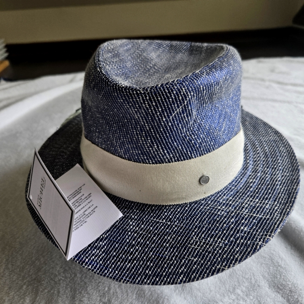 NWT Maison Michel blue Andre straw hat M